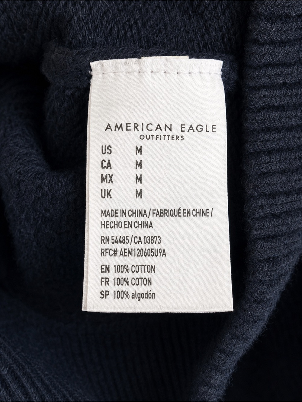 American Eagle Navajo Southwestern Hooded Knit Sweater Navy Blue Cotton Medium - Picture 4 of 5